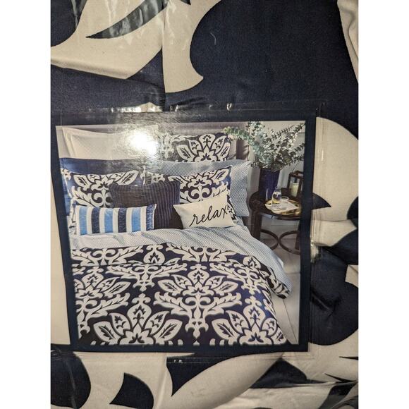 Charter Club Damask Designs Cotton Navy 2-Piece COMFORTER Set Navy Twin NEW - Picture 11 of 13